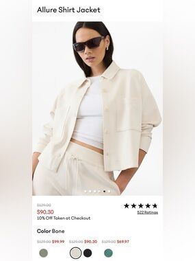 Athleta “Allure” Classic Women's White Button-Front Jacket